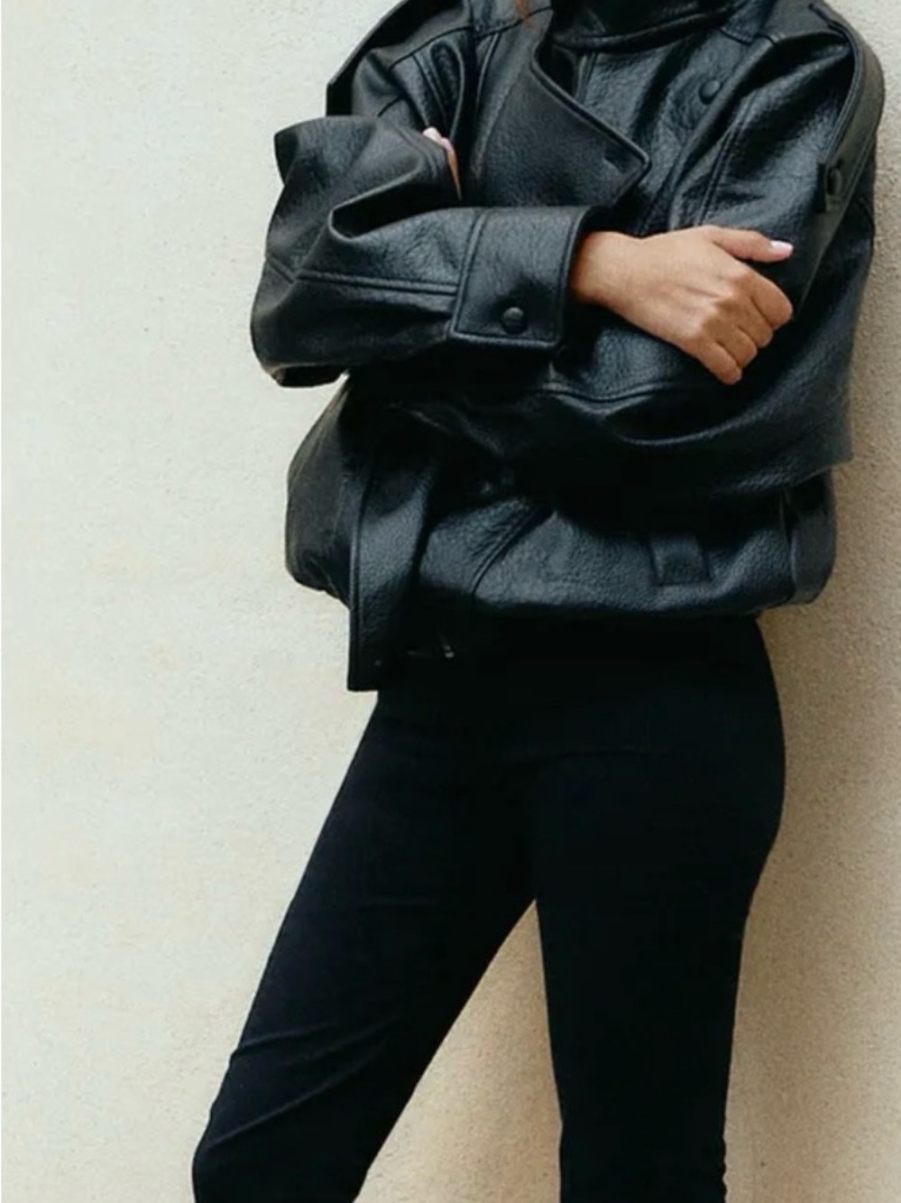 Zara Black Oversized Faux Leather Jacket